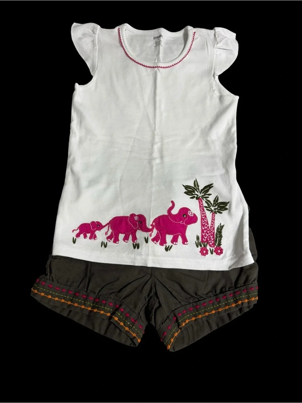 Gymboree White & Pink Elephant Two-Piece  Set